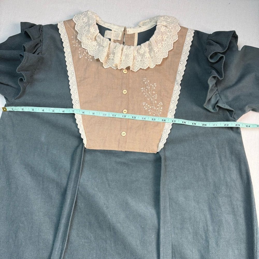 Foxy Chest Green Prairie Maxi Dress Cottagecore Victorian Lace M - Picture 12 of 14